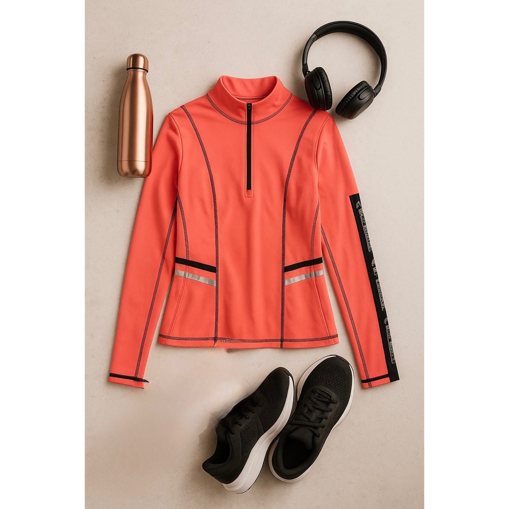 Body Instinct Activewear Jacket Running‎ Track Zip Up Athletic Coral L - Picture 2 of 6
